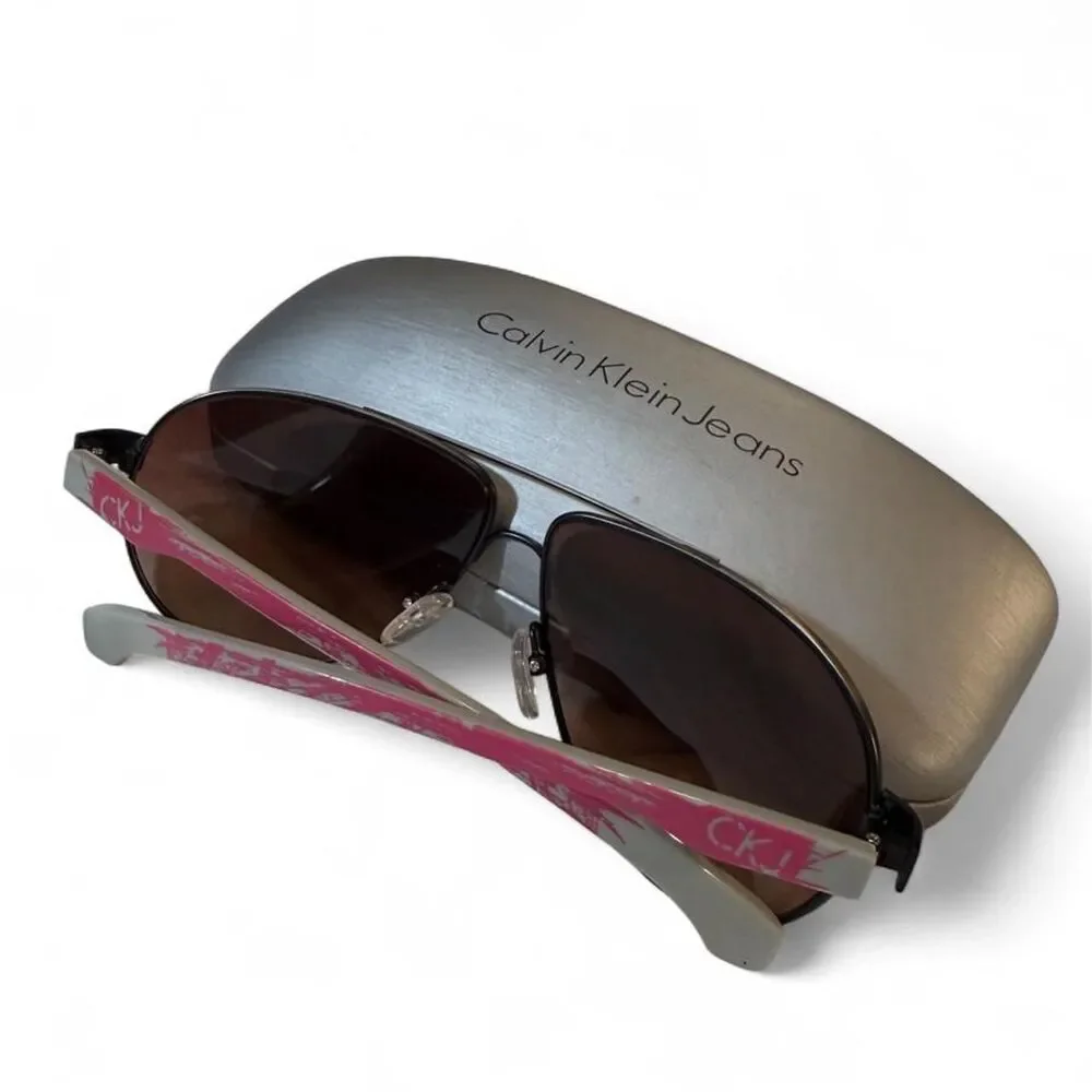 Calvin-Klein-Jeans Unisex Grey and Silver Sunglasses